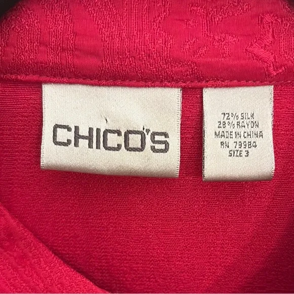 Chico's Red Silk Blend Top Chico’s Size 3 - Picture 3 of 8